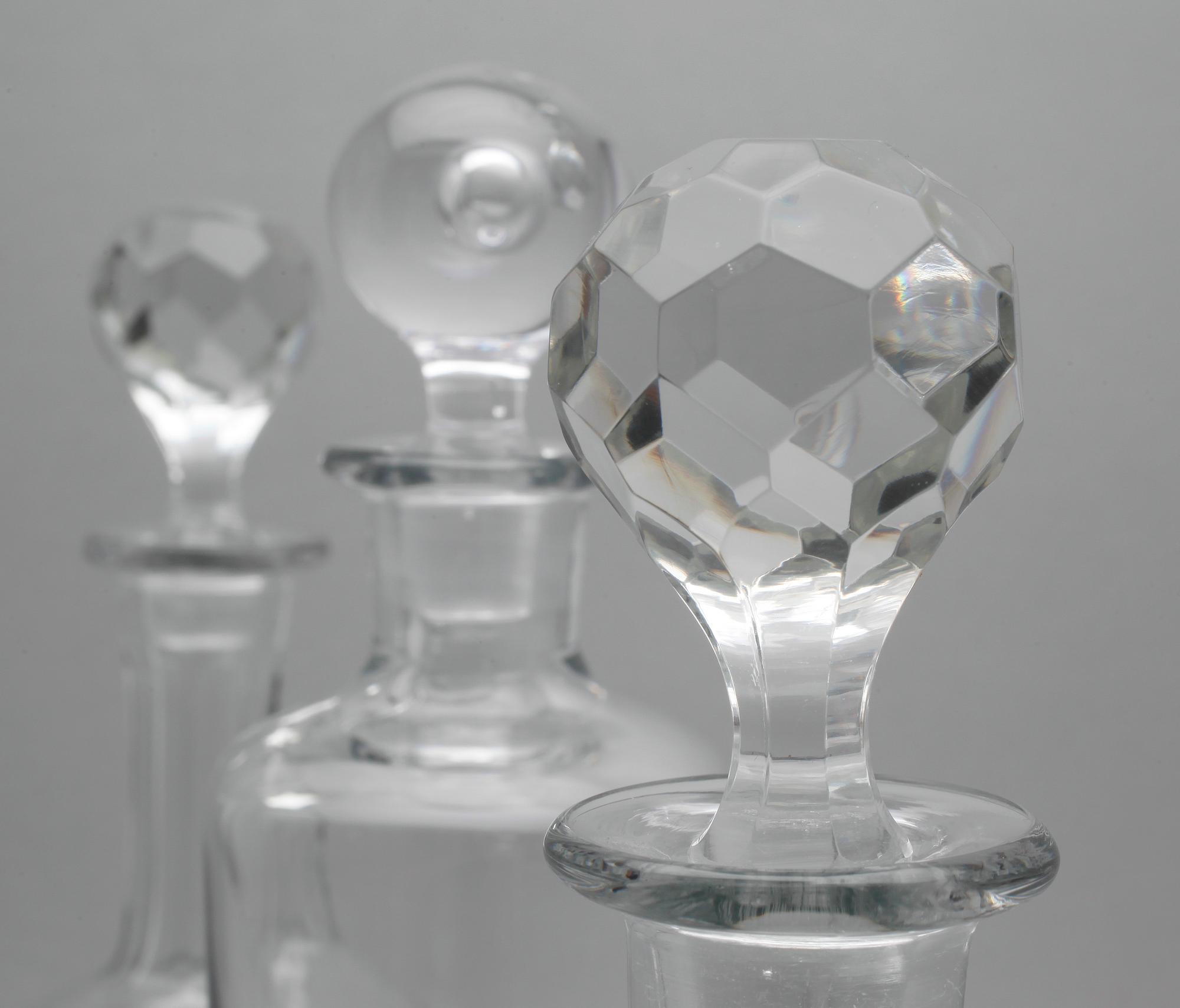 KARAFFER, 4 st, glas, bla "Pippi", Walter Hickman, Kosta.