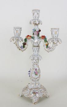 KANDELABER, porslin, rokokostil, 1900-tal.
