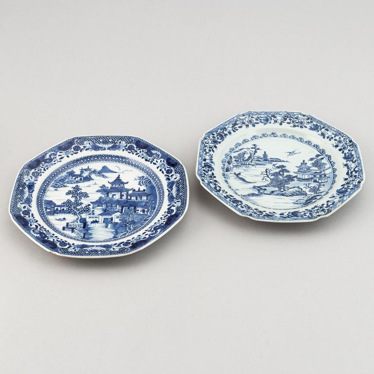 A group of blue and white porcelain, Qing dynasty, 18/19th Century.