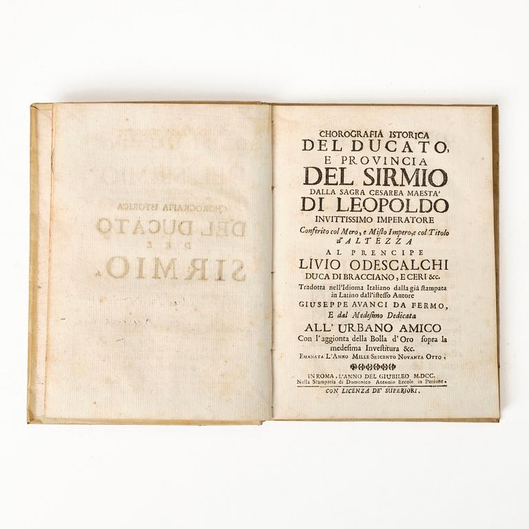 The history of Sirmio, rare first & second editions, 1699-1700.
