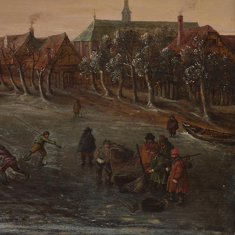 Cornelis Liefrinck II, Skaters on Dutch canal.