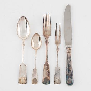 A 25.piece silver cutlery set, Kultakeskus, Finland, 1977-1990.