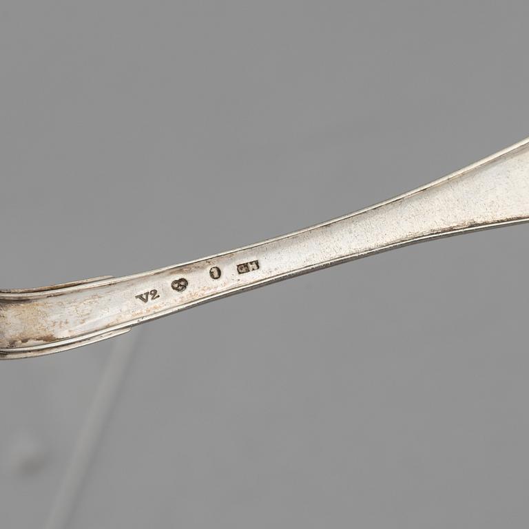 Skedar, 7 st, silver, bl a Gustaf Hagström, Stockholm 1803.