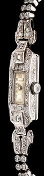 Art deco platinum and diamond wrist watch.