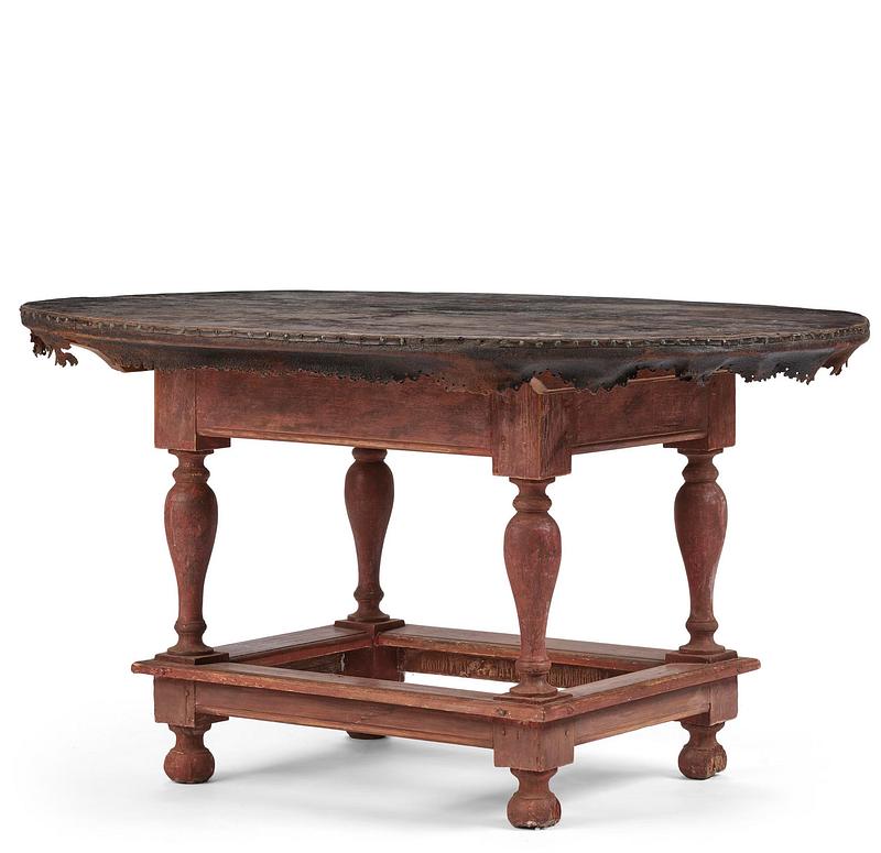 A Swedish leather-clad baroque table, late 17th century / circa 1700.