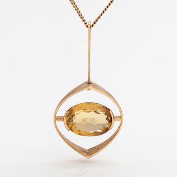 Elis Kauppi, A 14K gold necklace with a citrine. Kupittaan kulta, Turku 1961.