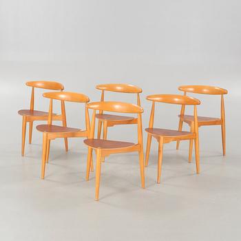 HANS J WEGNER, stolar, 6 st,  "Hjertestolen", Fritz Hansen, Danmark.