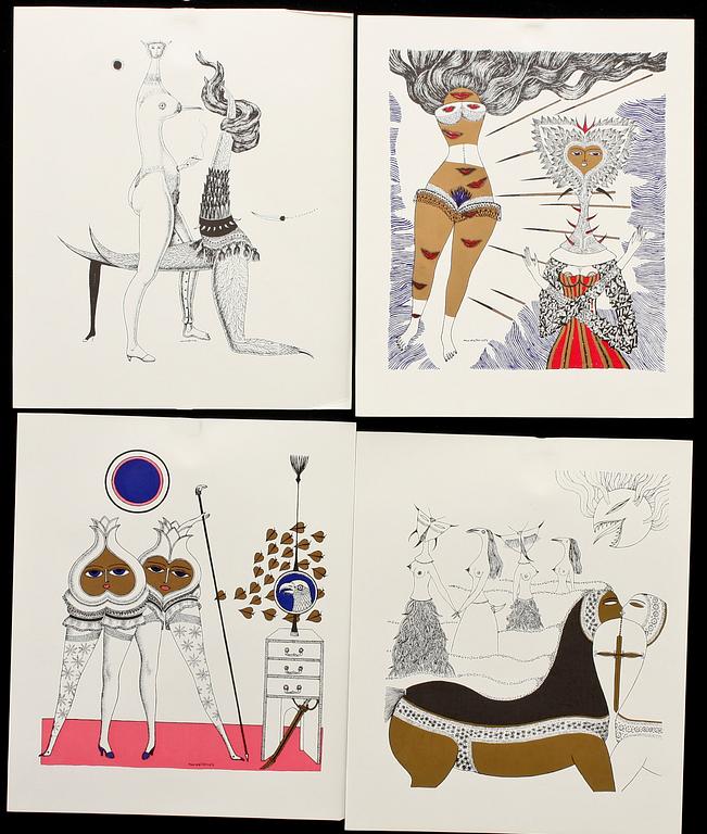 MAX WALTER SVANBERG, grafiska tryck med guldprägling, 10 st, sign i plåten.