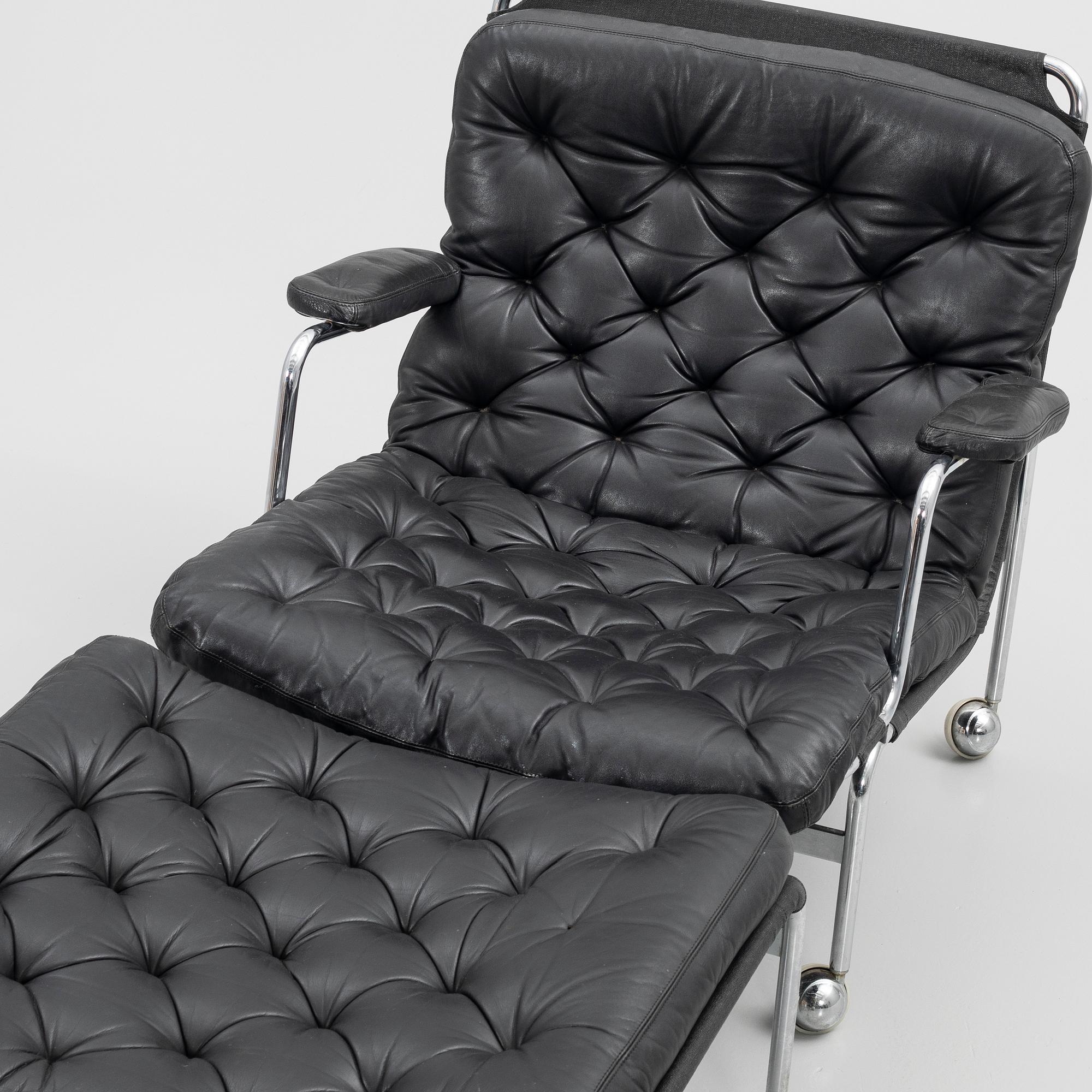 Bruno Mathsson, Armchair with footstool, "Karin 73", DUX, later part of the 20th century.
