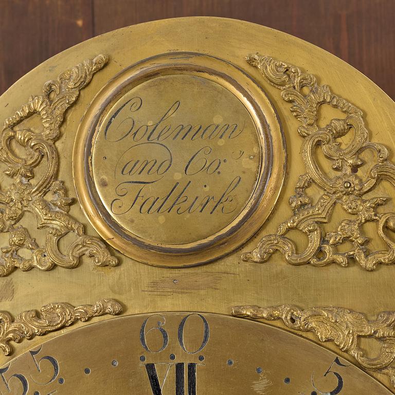 Longcase clock, circa 1800, signed Coleman & Co, Falkirk.