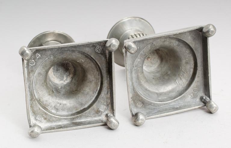 LJUSSTAKAR, 1 par, tenn, IP Fagerström, Kalmar 1844.