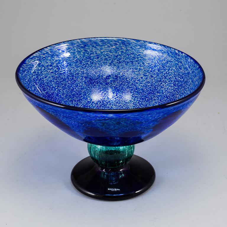 A Gunnel Sahlin footed glass bowl, for Kosta Boda, signed.