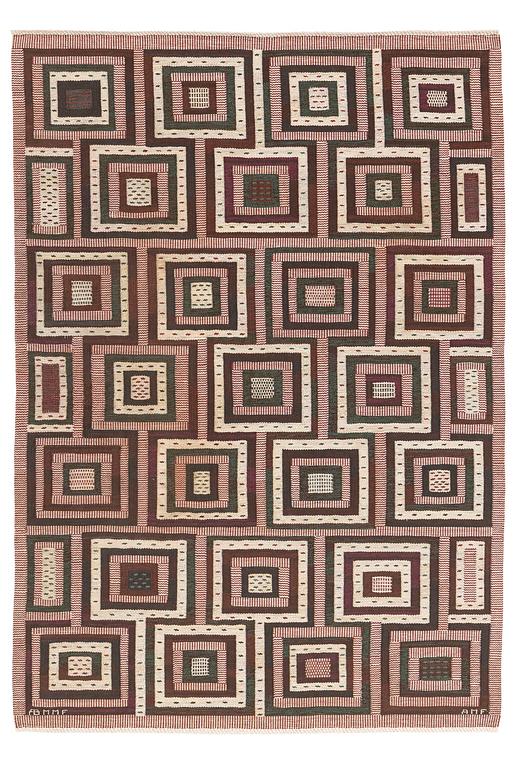 Ann-Mari Forsberg, a carpet, "Tvistrutan", flat weave, c. 275 x 195 cm, signed AB MMF AMF.