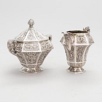 Te- och kaffeservis, 4 delar, silver, Tyskland 1900-talets första hälft.