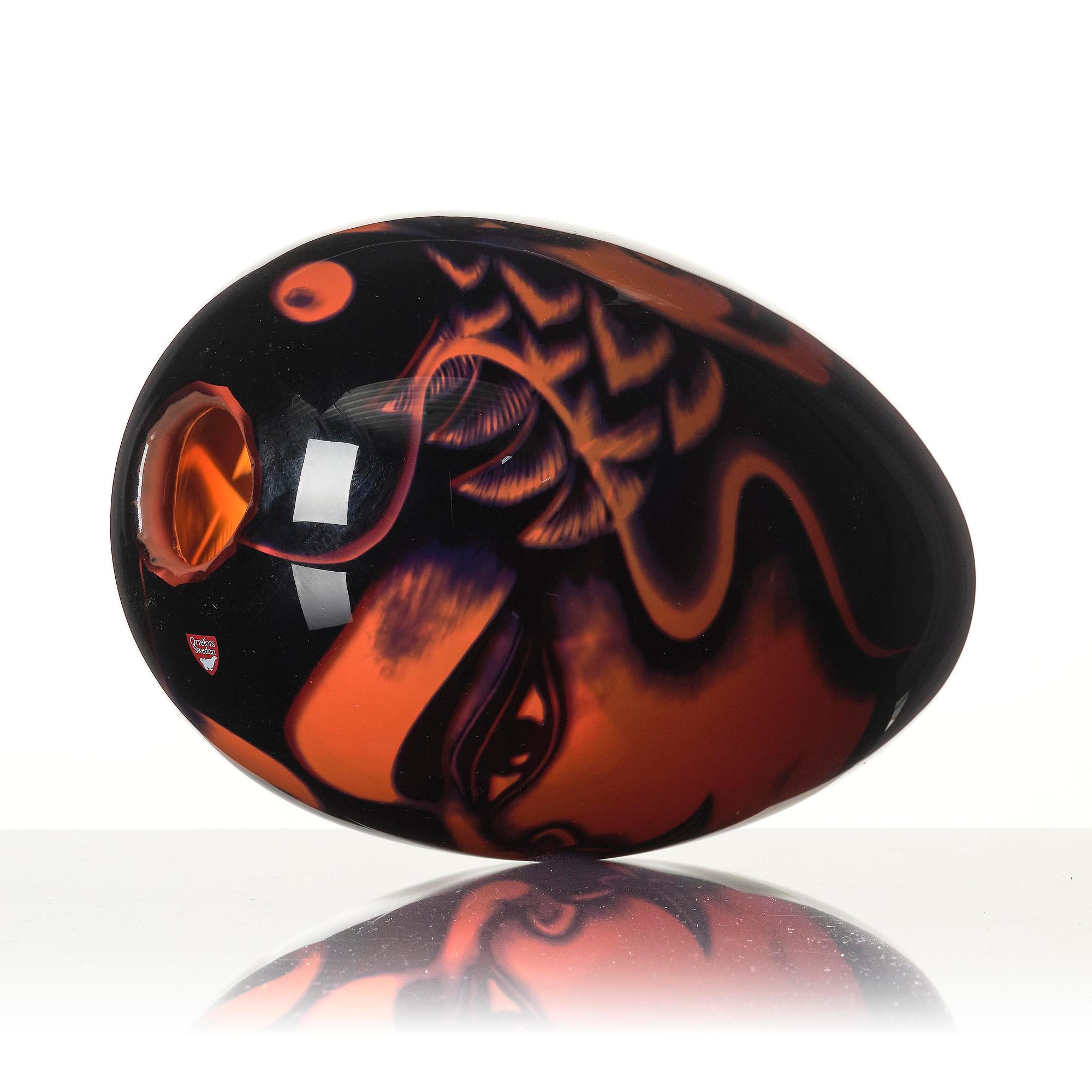 Eva Englund, an "Eldsjäl" graal glass vase, Orrefors 1988, ed 1-50.