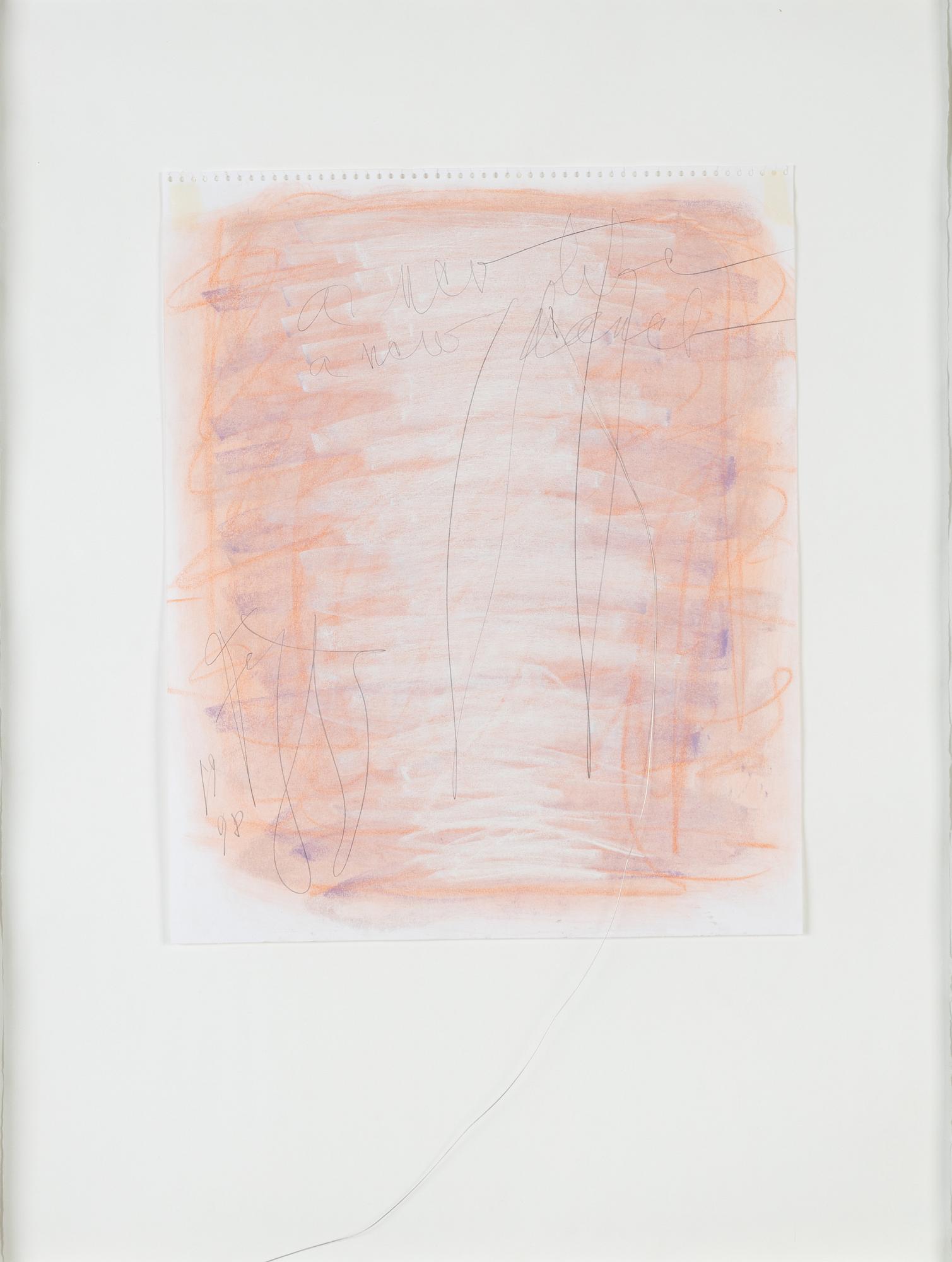 Eddie Figge, pastel and assemblage, signed and dated 1998.