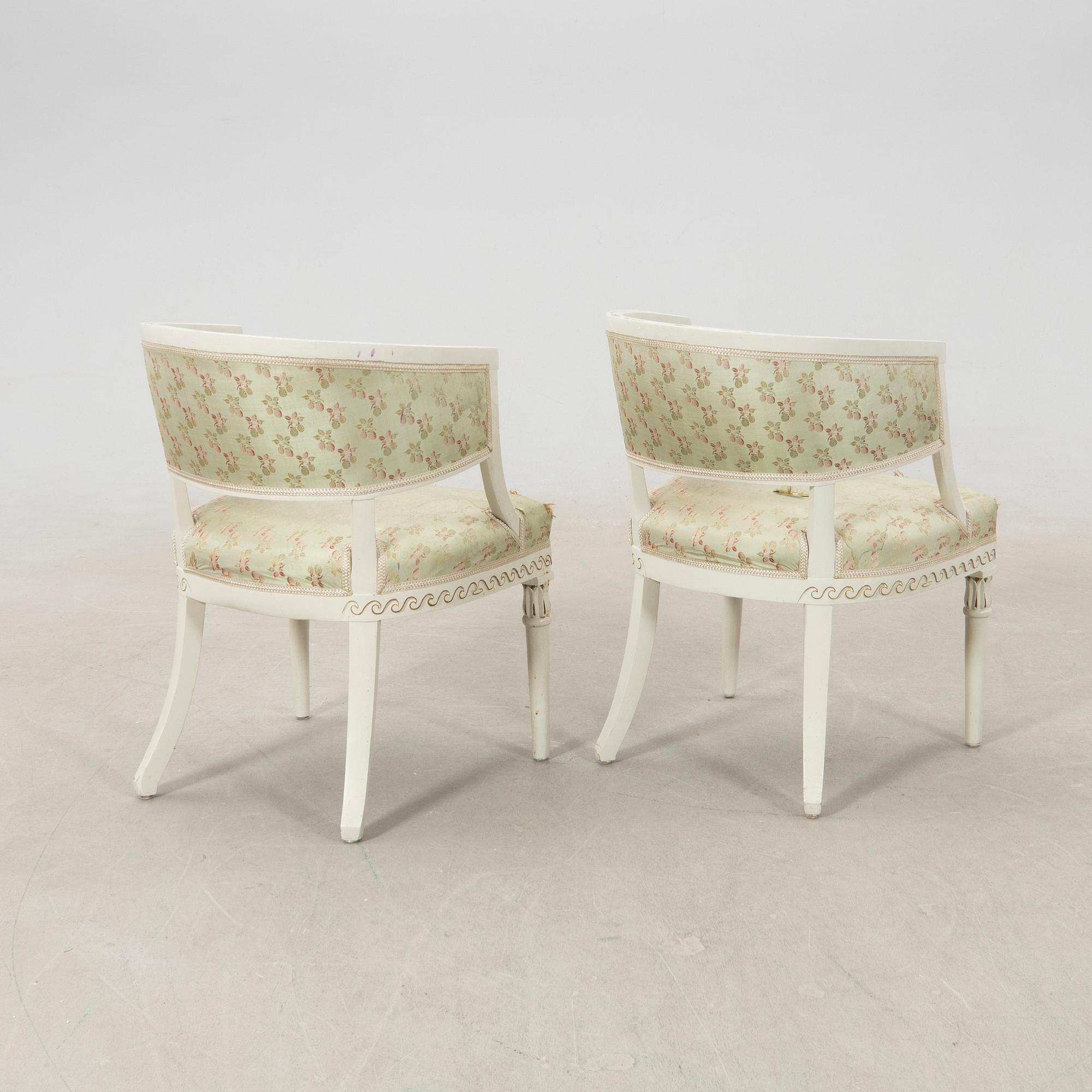 A pair of armchairs signed ESS, Sengustavian, Lindome works.
