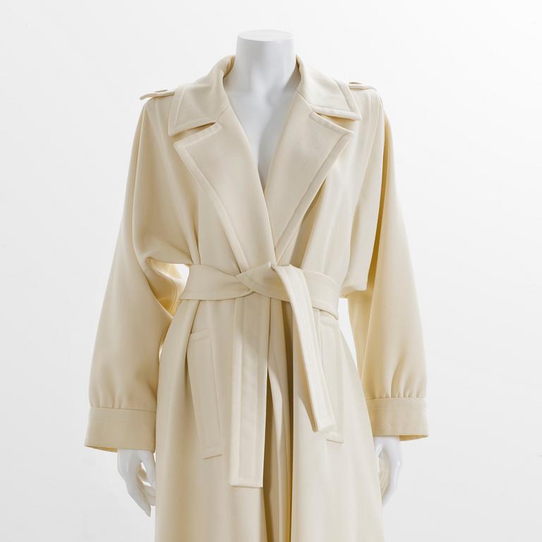 COAT, Yves Sain Laurent, creme colored wool blend, size 36.