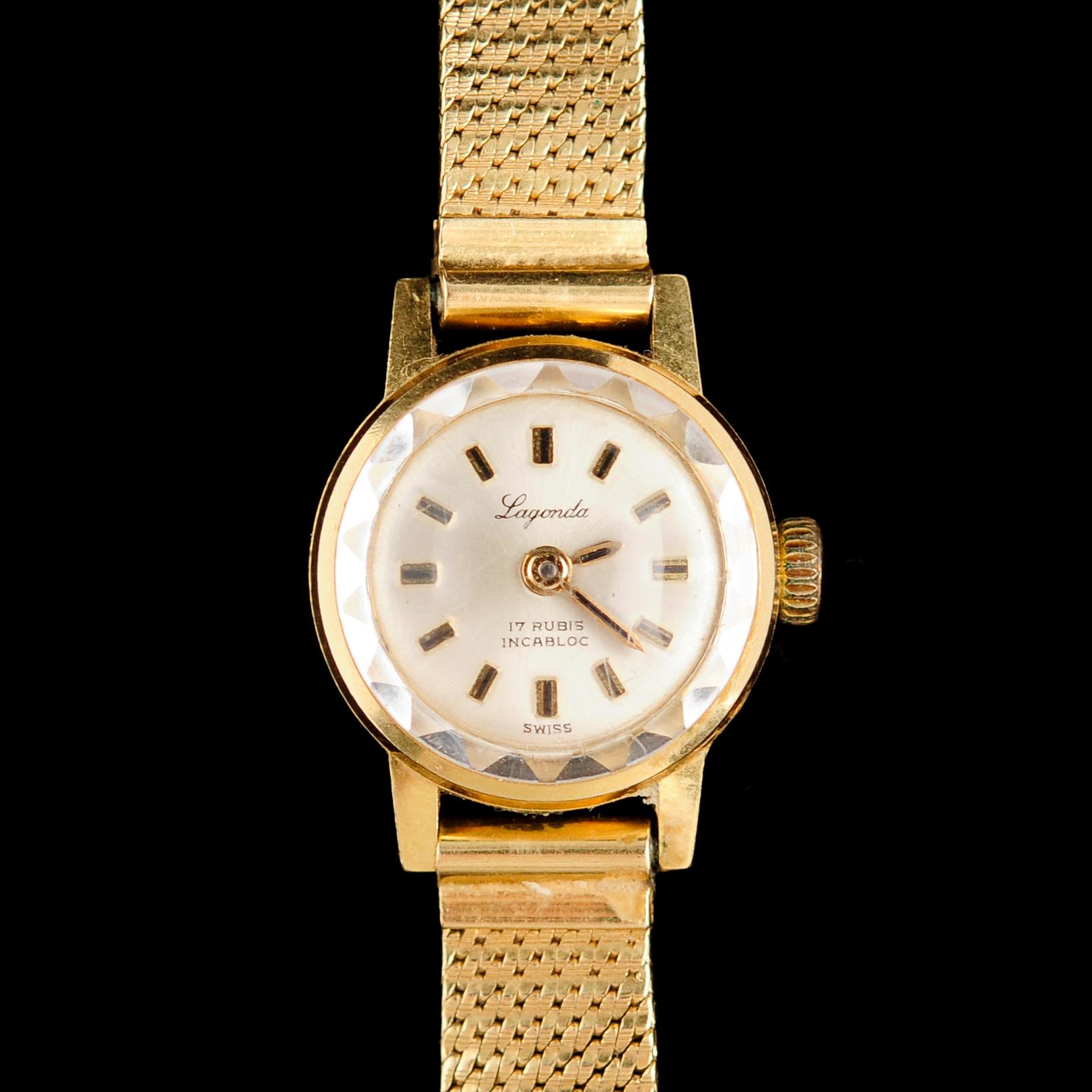 DAMARMBANDSUR, 18 k, Lagonda. Vikt m urverk ca 20 g.