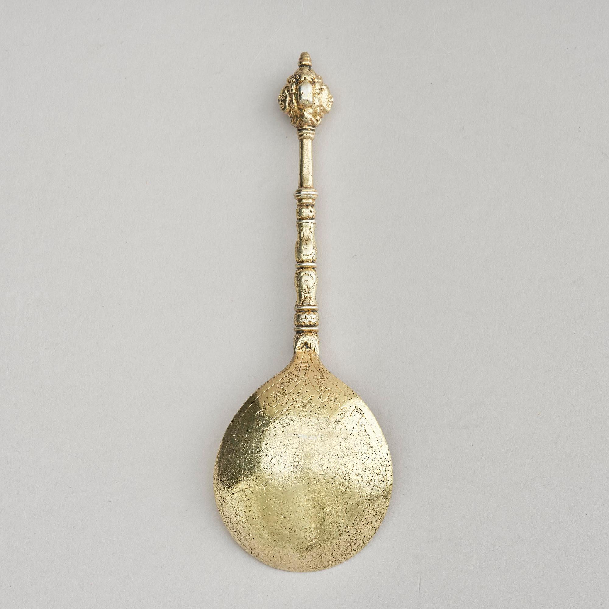 A gilded silver spoon, probably Scandinavian 17th century.