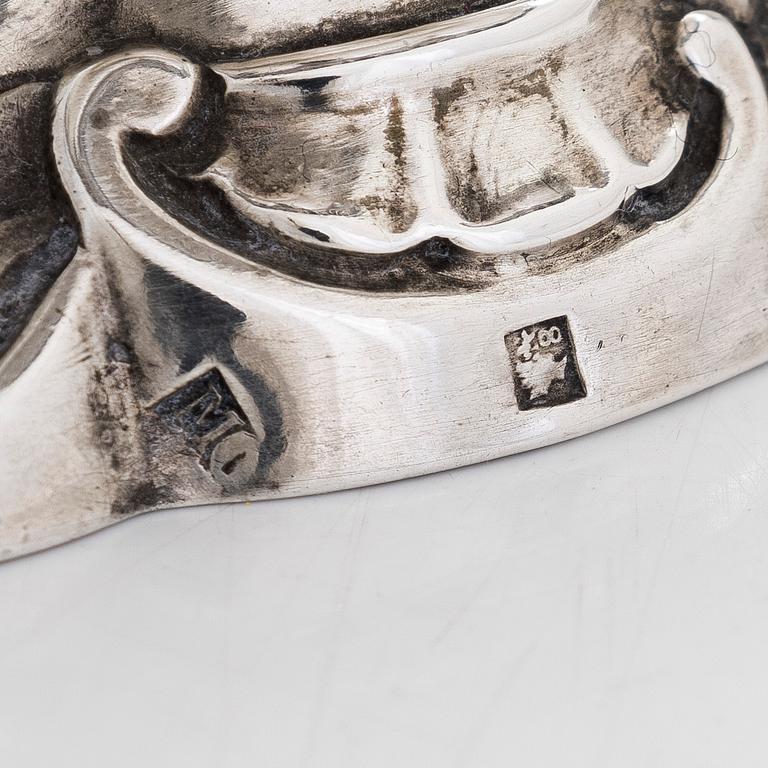 A pair of mid-19th-century silver salt cellars, maker's mark of Mattia Condursi, presumably. Naples, after 1844.