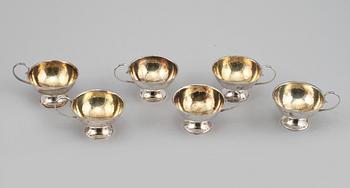 PUNCHKOPPAR, 6 st, silver, K & EC, Göteborg, 1951-1953. Vikt 181 g.