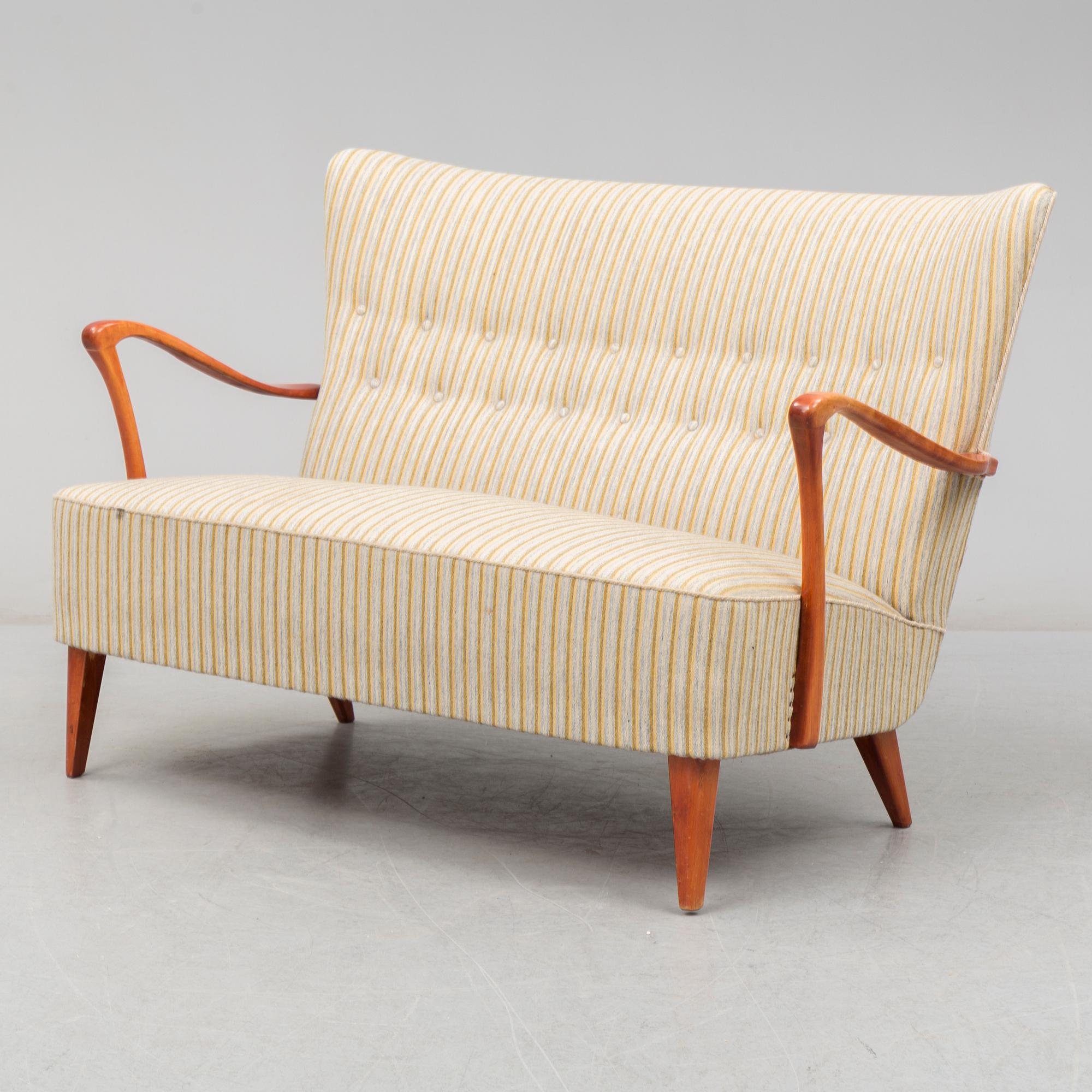 SOFFA SAMT FÅTÖLJER, ett par, 1940-/50-tal.