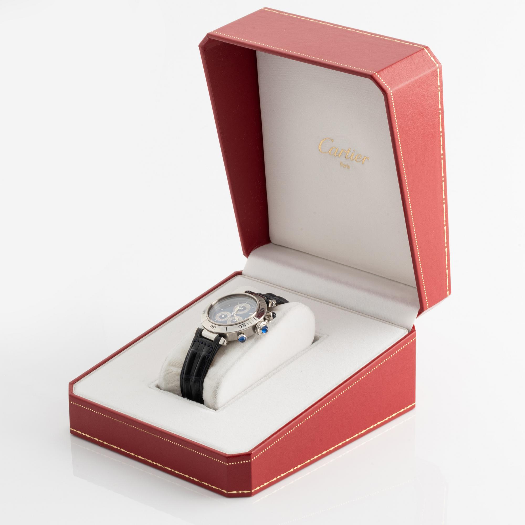 Cartier, Pasha, wristwatch, chronograph, 35,5 mm.