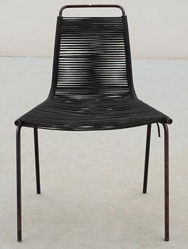 A Poul Kjaerholm 'PK-2' chair, probably for E Kold Christensen, Denmark, halyard seat with black enameled metal frame.