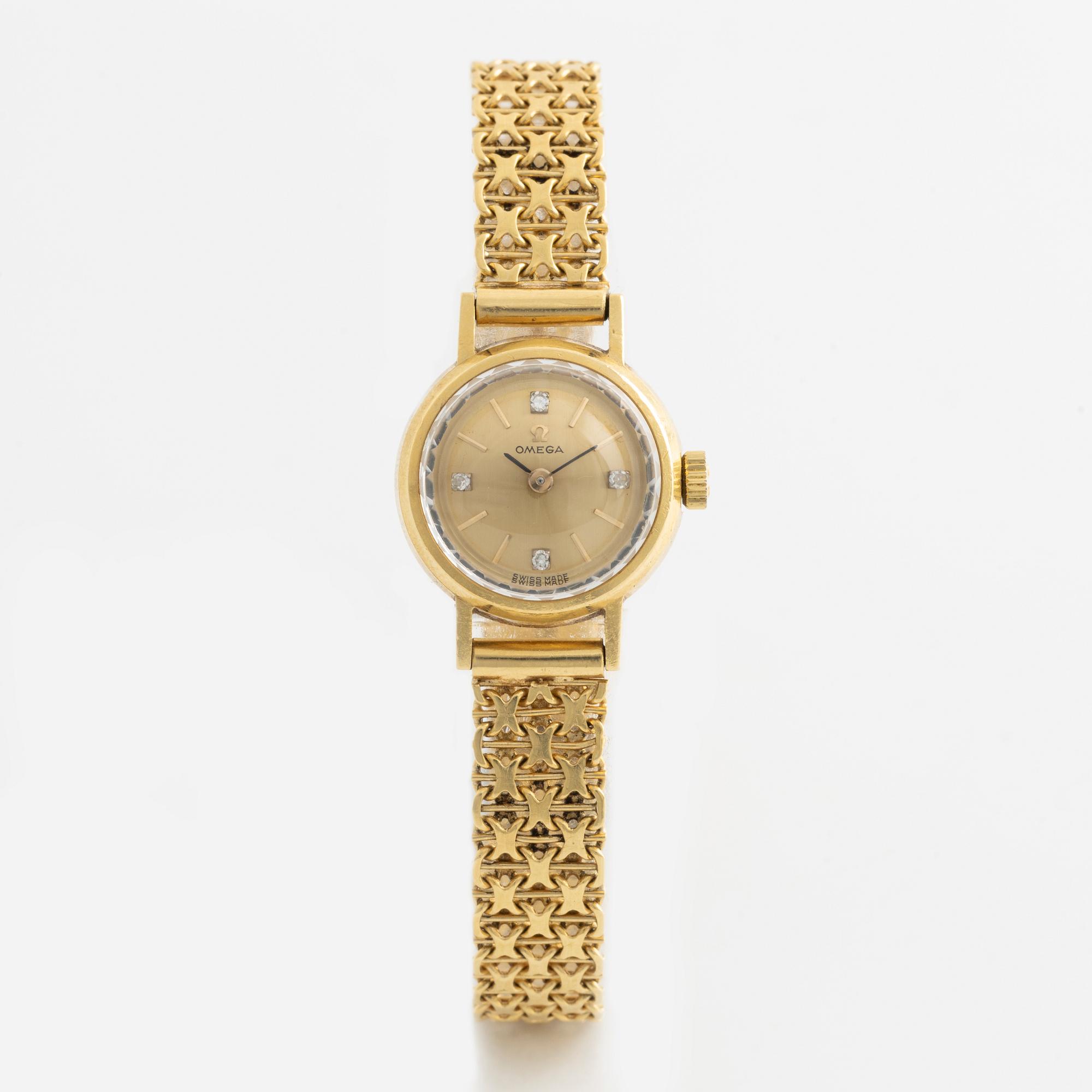 Omega, wristwatch, "Diamond Dial", 18K gold, 19 mm.