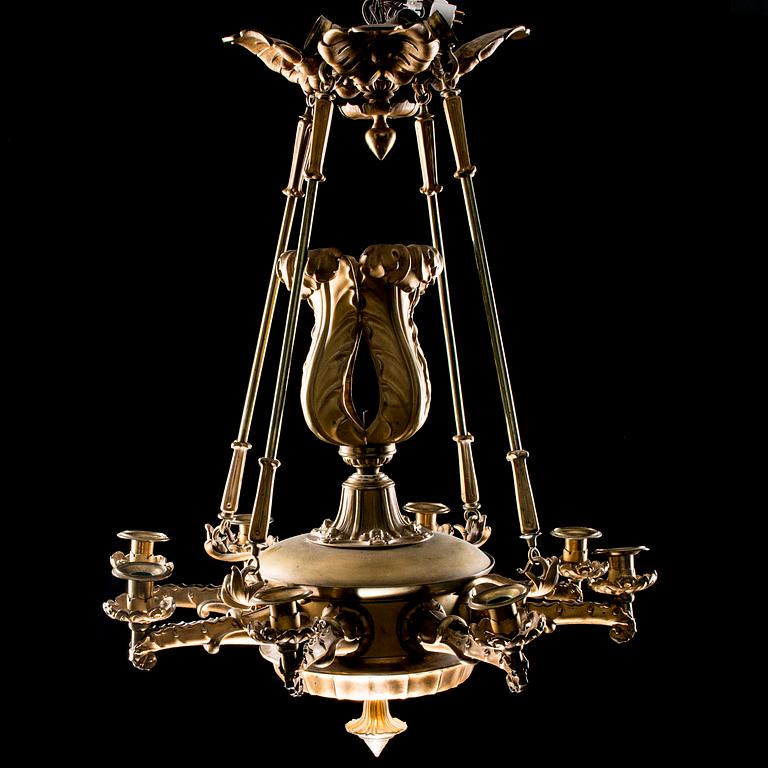 TAKLAMPA, 1800-talets slut. Höjd 90 cm.