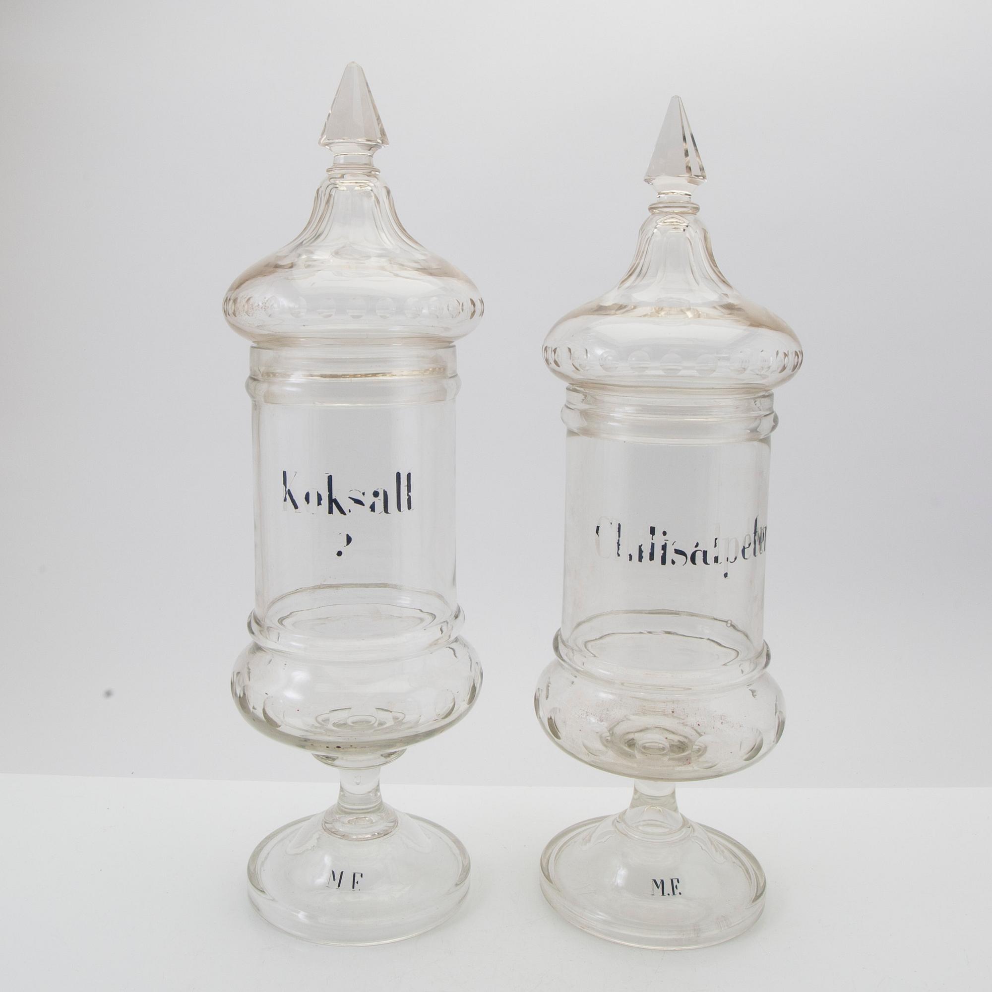 Apothecary jars, 7 pieces, first half of the 20th century.