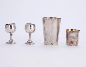 PARTI SILVER, 8 delar, bl.a. GAB, Stockholm, 1967. Vikt 252 gram.