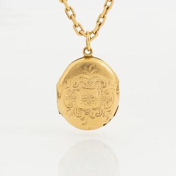 Kedja ankarlänk med medaljong, 18K guld.