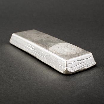 A Swedish fine silver 999,5 ingot from Boliden. Weight ca 1 kg.