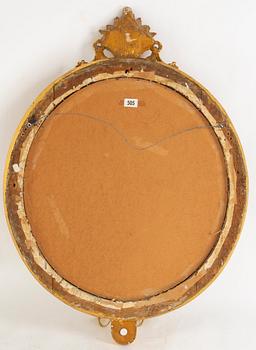 A Gustavian two-light girandole mirror, late 18th Century.