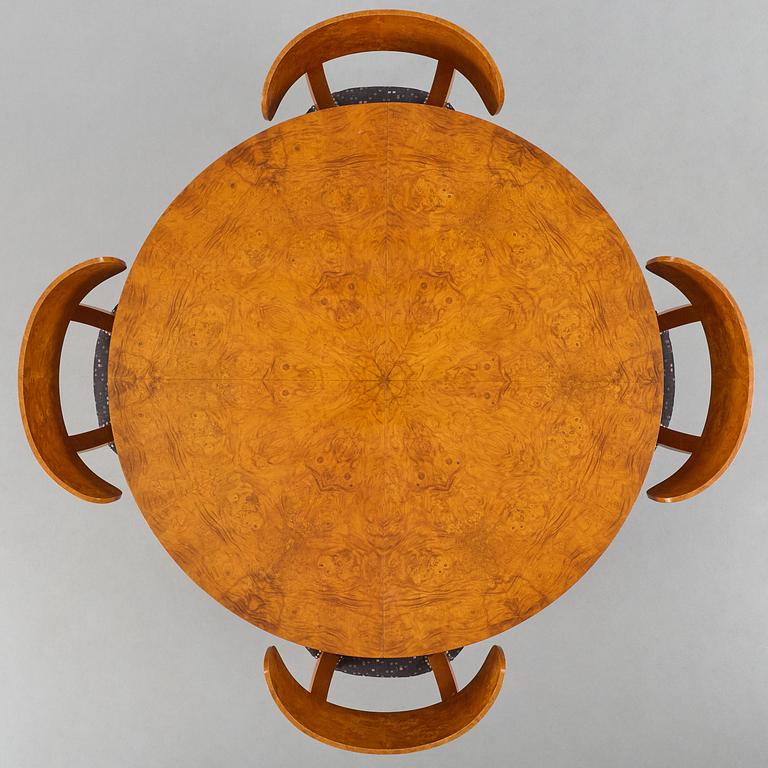 Axel Einar Hjorth, a five-piece "Birka" dining suite, Nordiska Kompaniet, Sweden, 1930s.