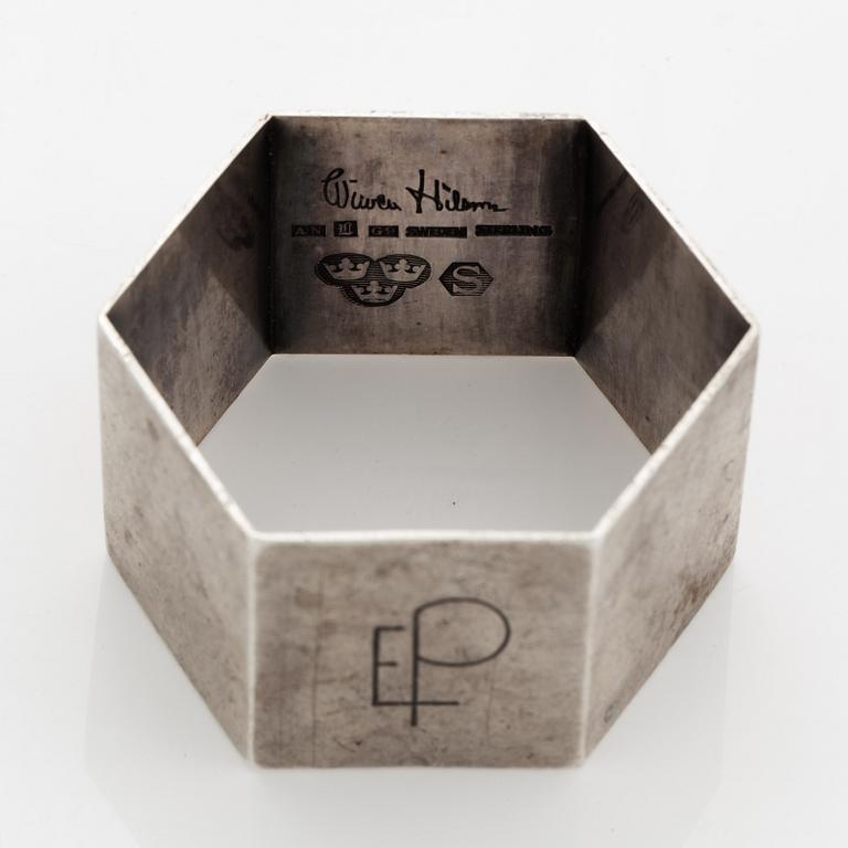 Wiwen Nilsson, a sterling hexagonal napkin holder, Lund Sweden 1957.