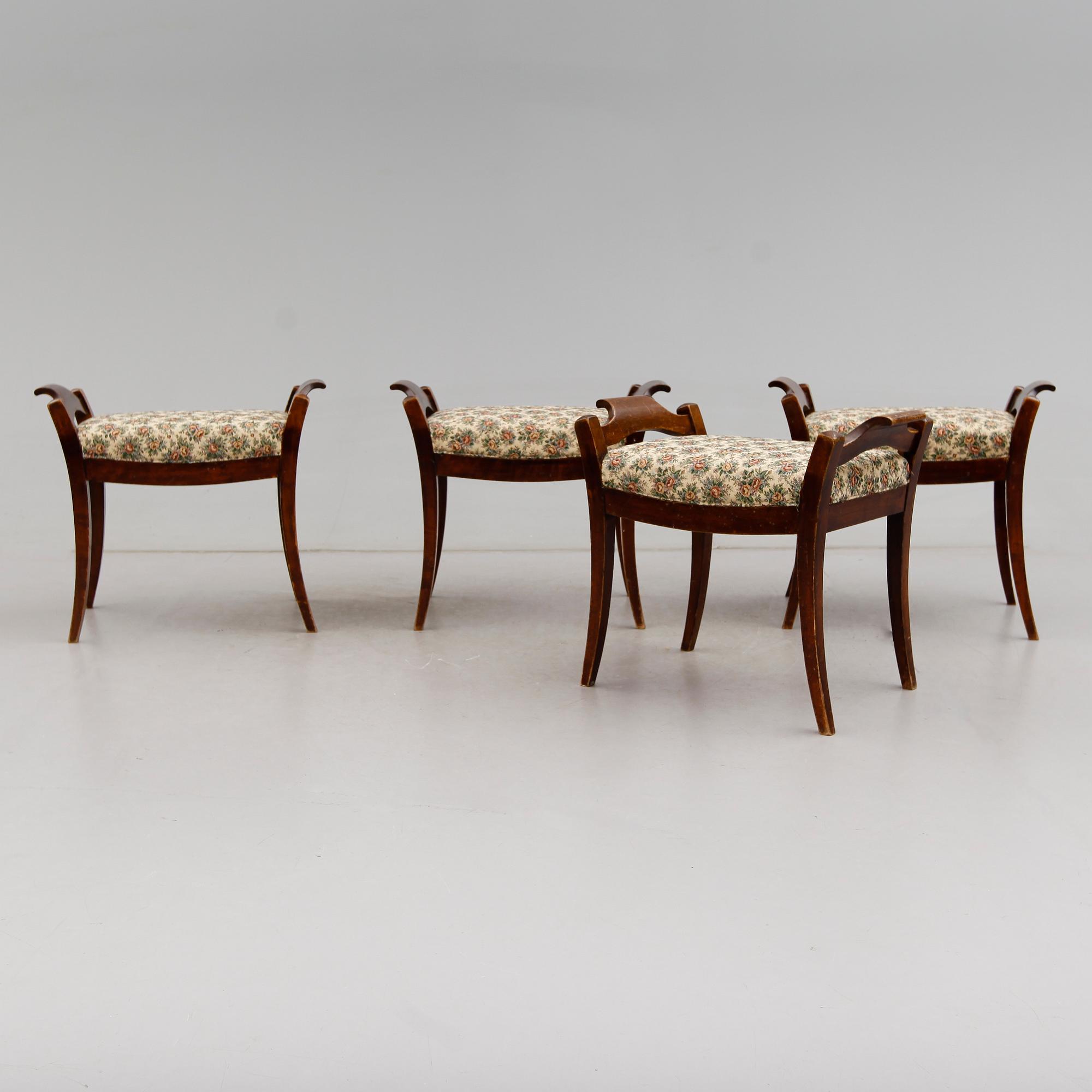 TABURETTER, 4 st, empire, 1800-talets första hälft.