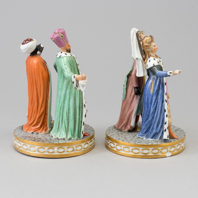 Two porcelain figure groups, presumably Royal Copenhagen, end of 19th century.