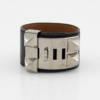 Hermès, a black Box calf skin 'Collier de Chien' bracelet, 1997.