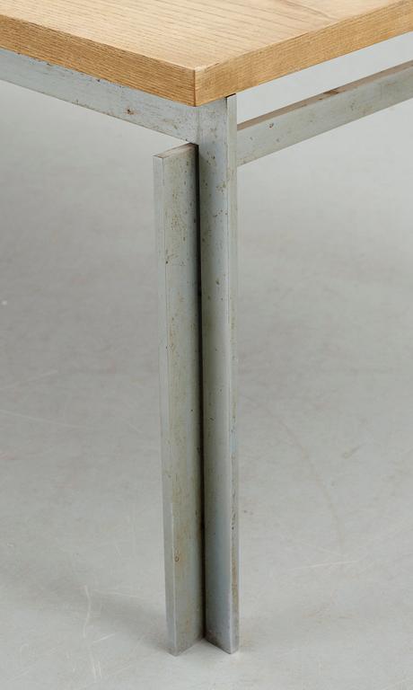 A Paul Kjaerholm steel and oak coffee table "PK-59", E Kold Christensen, Denmark.
