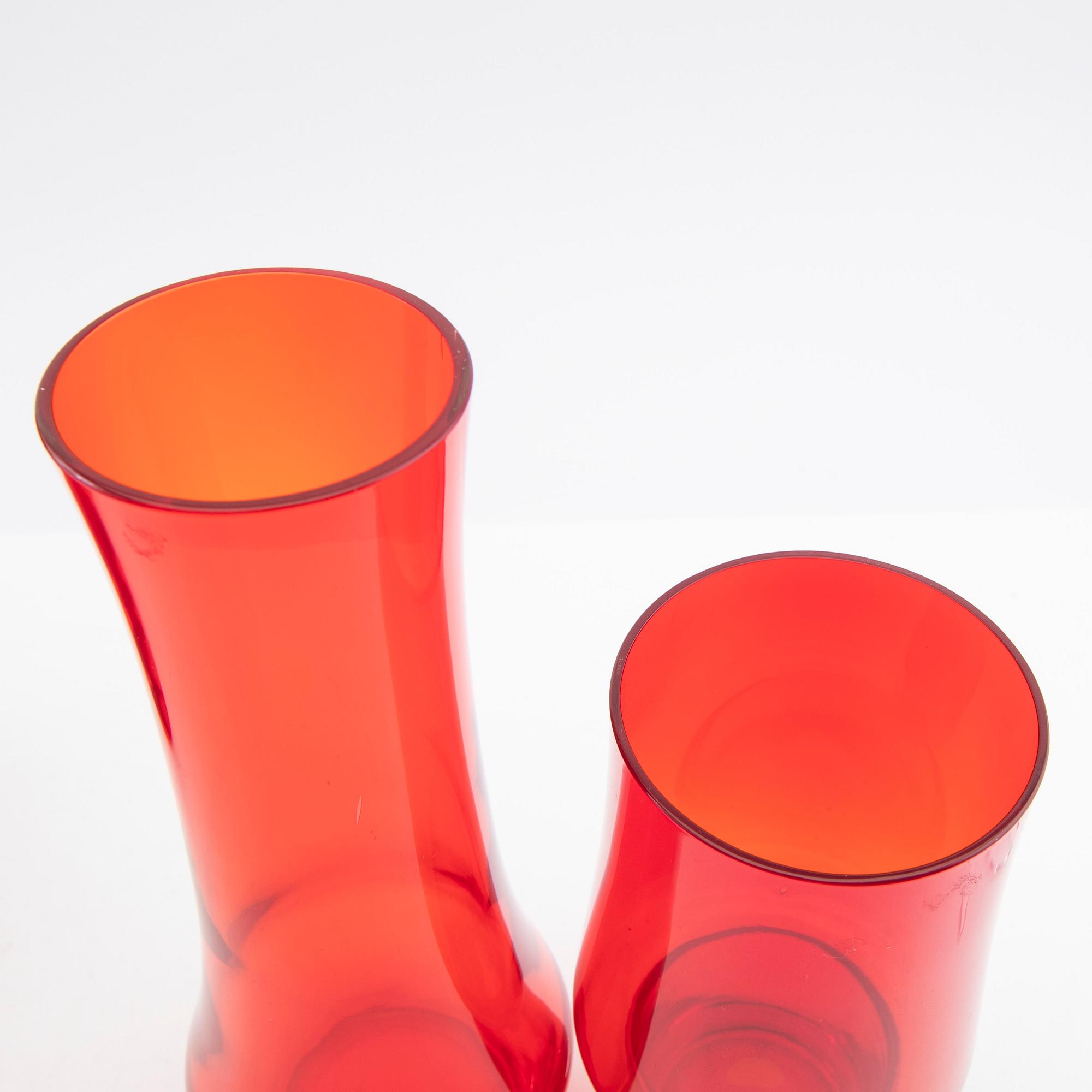 Tamara Aladin, Vases, 4 pcs, glass, Riihimäen Lasi, Finland, 1960s/70s.
