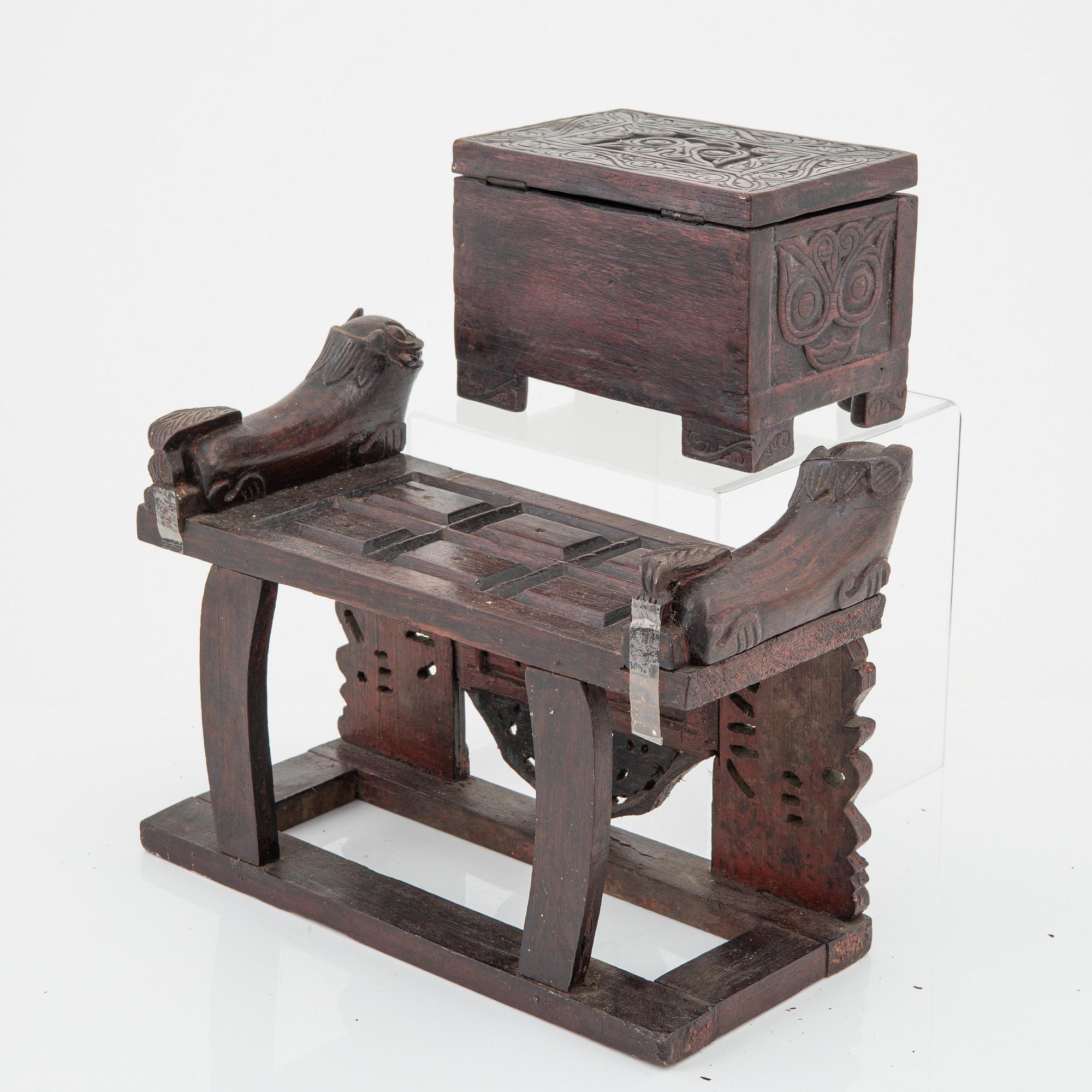 An house altar and a box with cover, Indoniesia, Jakarta, 20th Century.