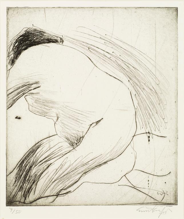 EVERT LUNDQUIST, torrnålsgravyr. Sign o numr 7/50.