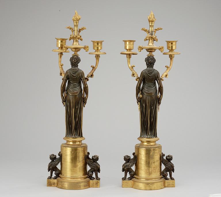 A pair of Louis XVI late 18th Century two-light candelabra.