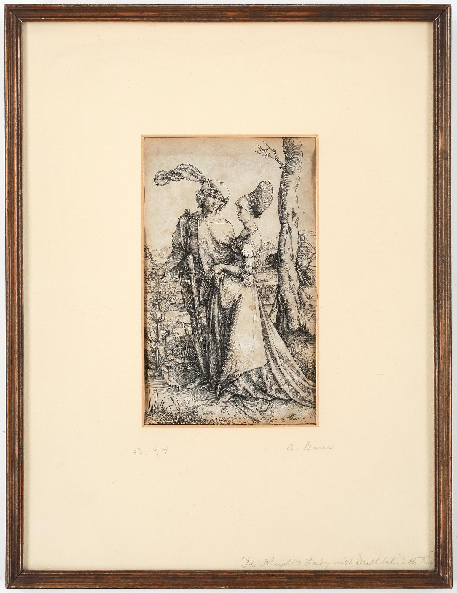 ALBRECHT DÜRER. Gravyr, monogramsignerad. Troligen 1500-talsavdrag.