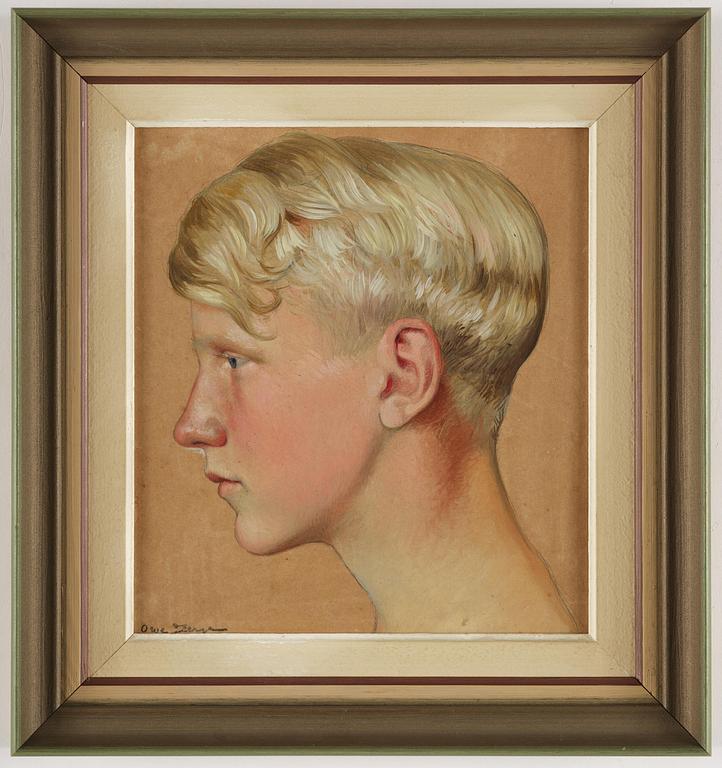 Owe Zerge, Portrait of a boy in profile.