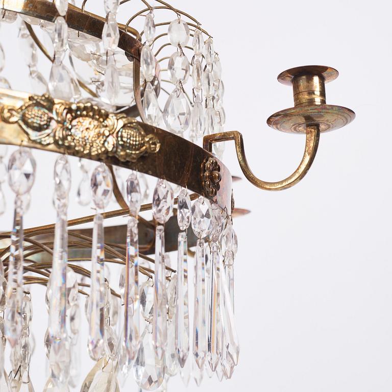 A pair of late Gustavian seven-light chandeliers, early 19th century.