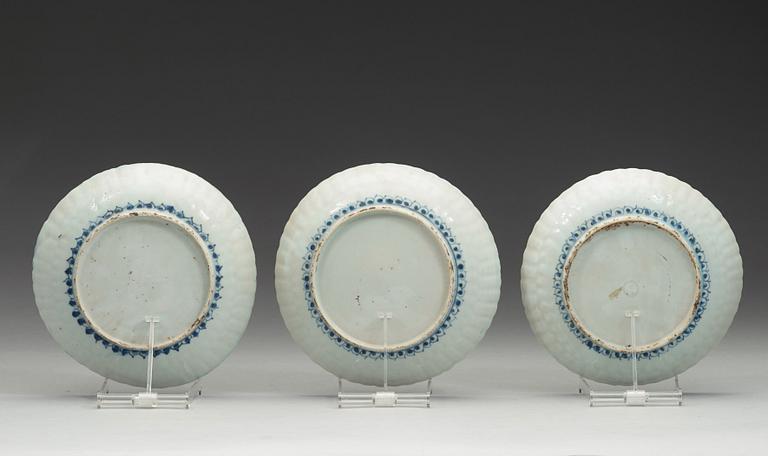 A set of seven blue and white kraak dishes, Ming dynasty, Wanli (1572-1620).